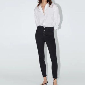 ZARA STRETCH BLACK ZW PREMIUM HIGH RISE BUTTON FLY SLIM FIT SKINNY JEANS $49.90